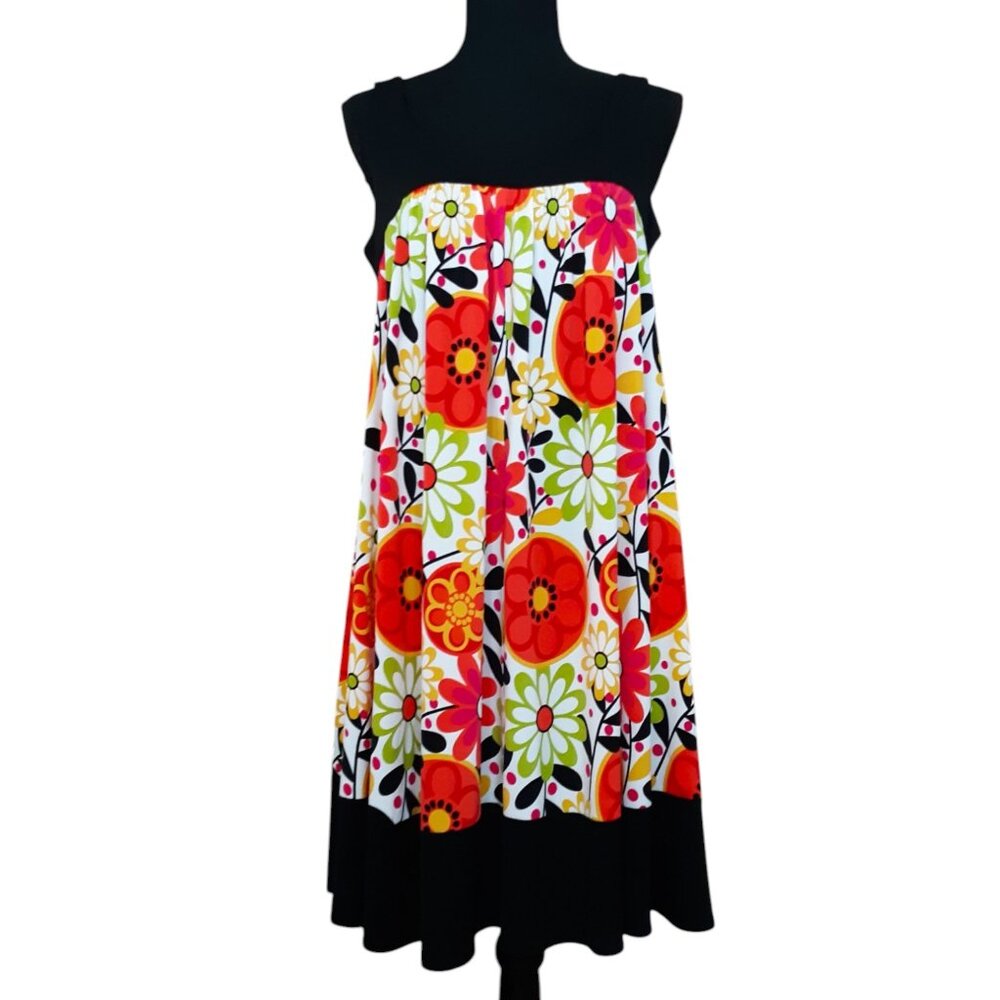 Maggy L Sleeveless Sun Dress 70s Retro Vibe Daises